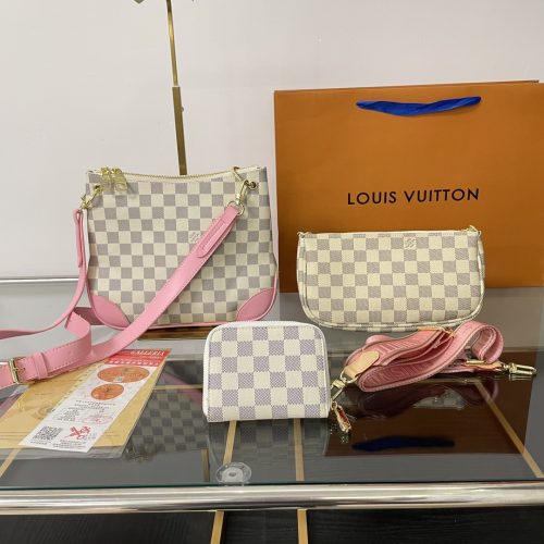 Louis Vuitton white check croissant bag