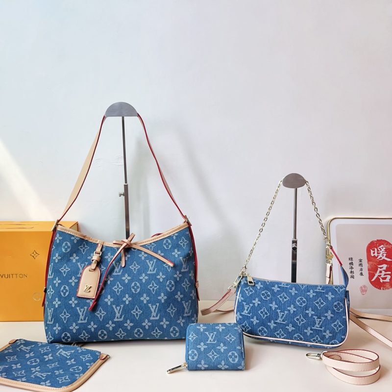 Denim armpit bag + denim crossbody bag + wallet 3-piece set